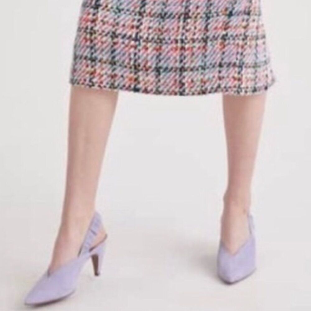Lewit Marta Suede Slingback Pointy Toe Pumps Lavender 40